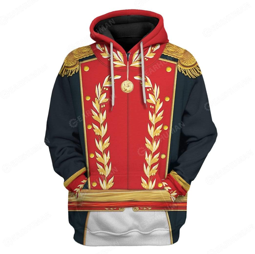  Historical Hoodie Simón Bolívar Uniform Costume 3d Red Hoodie Historical T-shirt Simón Bolívar Shirt Adult Colorful Full Print