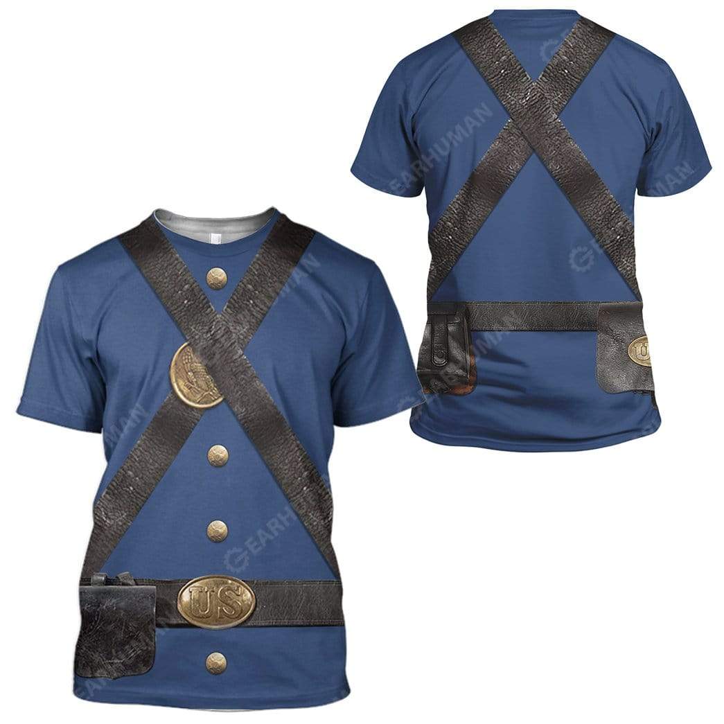  Historical T-shirt Uniform Infantry Of The Union Army Costume 3d Blue T-shirt Historical Hoodie Adult Full Print