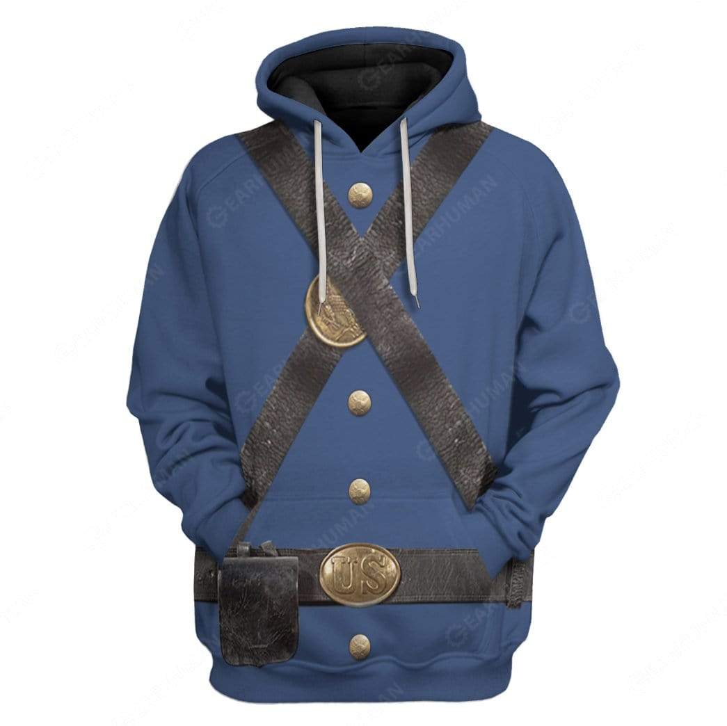  Historical T-shirt Uniform Infantry Of The Union Army Costume 3d Blue T-shirt Historical Hoodie Adult Full Print