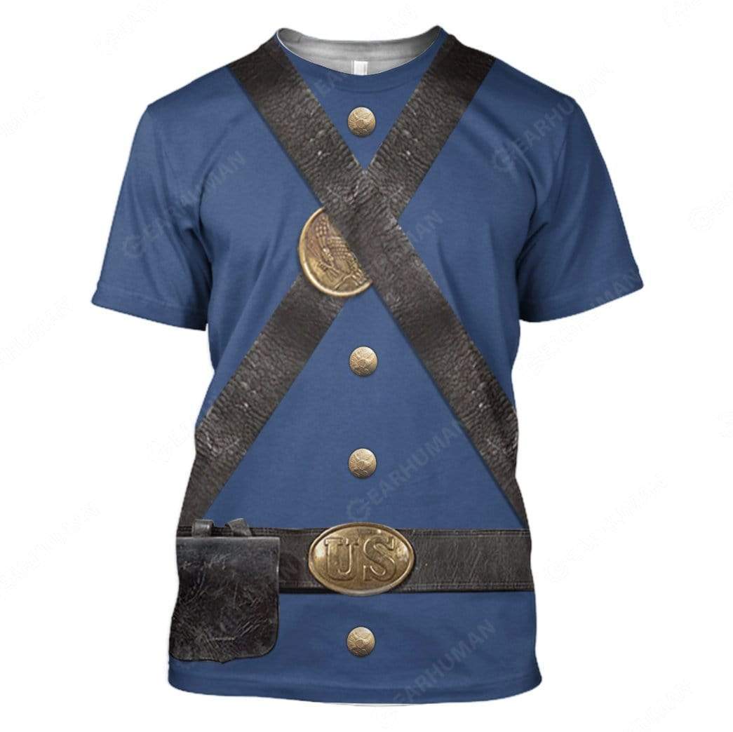  Historical T-shirt Uniform Infantry Of The Union Army Costume 3d Blue T-shirt Historical Hoodie Adult Full Print