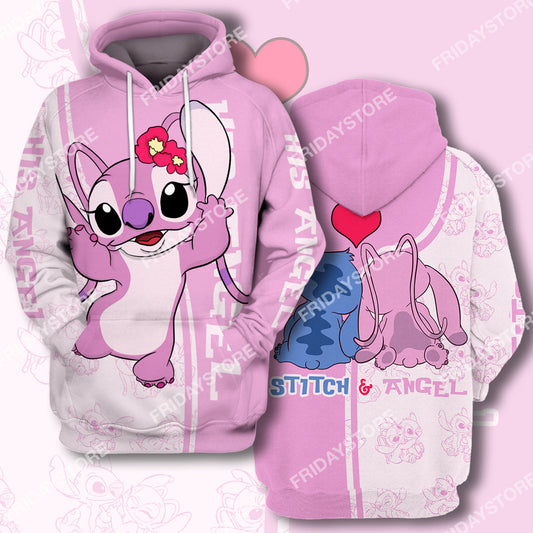 Unifinz LAS T-shirt Stitch Angel Adorable Couple All Over Print Stitch Couple T-shirt Cute High Quality DN Stitch Hoodie Sweater Tank 2022