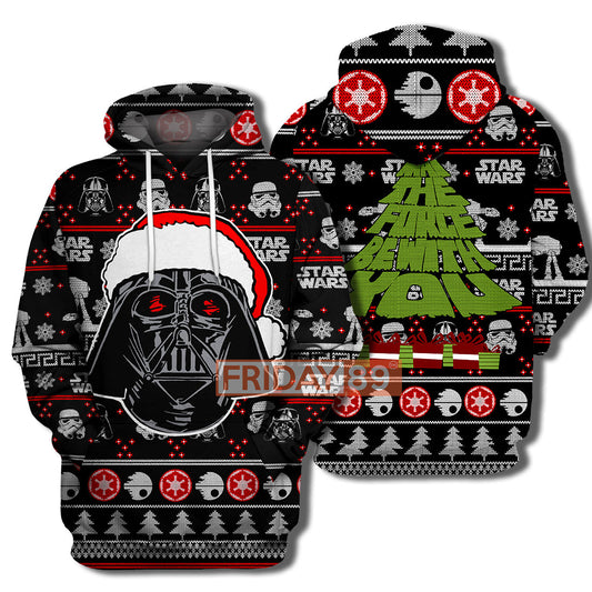 Unifinz SW T-shirt May The Force Be With You Christmas Tree T-shirt High Quality SW Hoodie Sweater Tank 2022