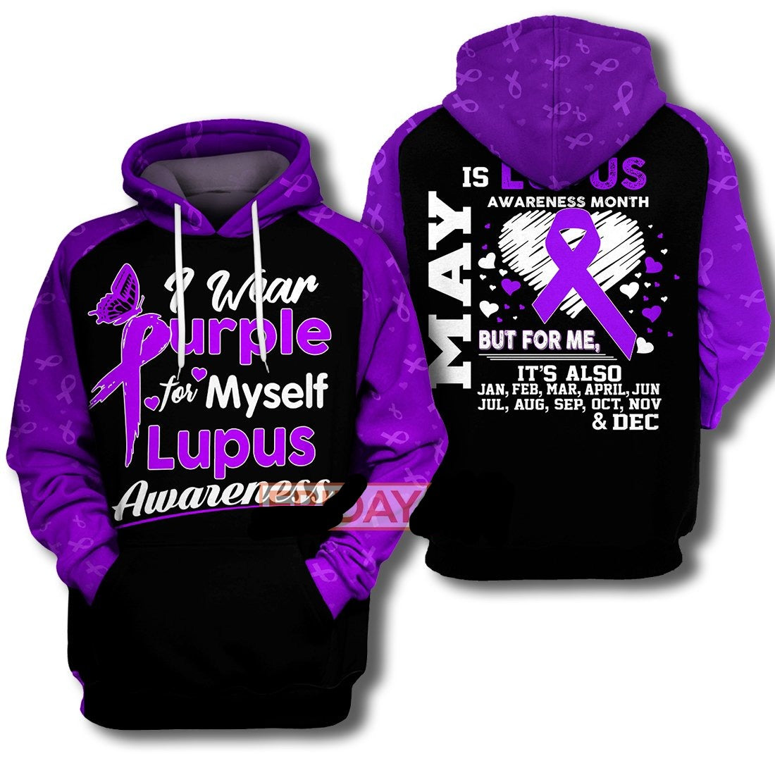 I Wear Purple For Myself Lupus Awareness 3D Print Hoodie T-shirt