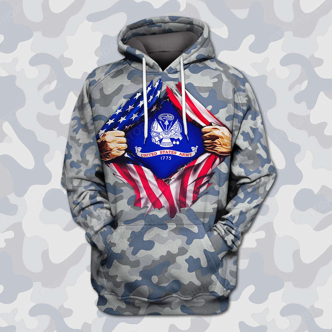 Unifinz Veteran T-shirt United States Army 1775 Blue Grey Camouflage T-shirt Veteran Hoodie Sweater Tank 2022