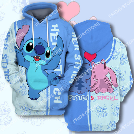 Unifinz LAS T-shirt Her Stitch Adorable Couple T-shirt Cute High Quality DN Stitch Hoodie Sweater Tank 2022