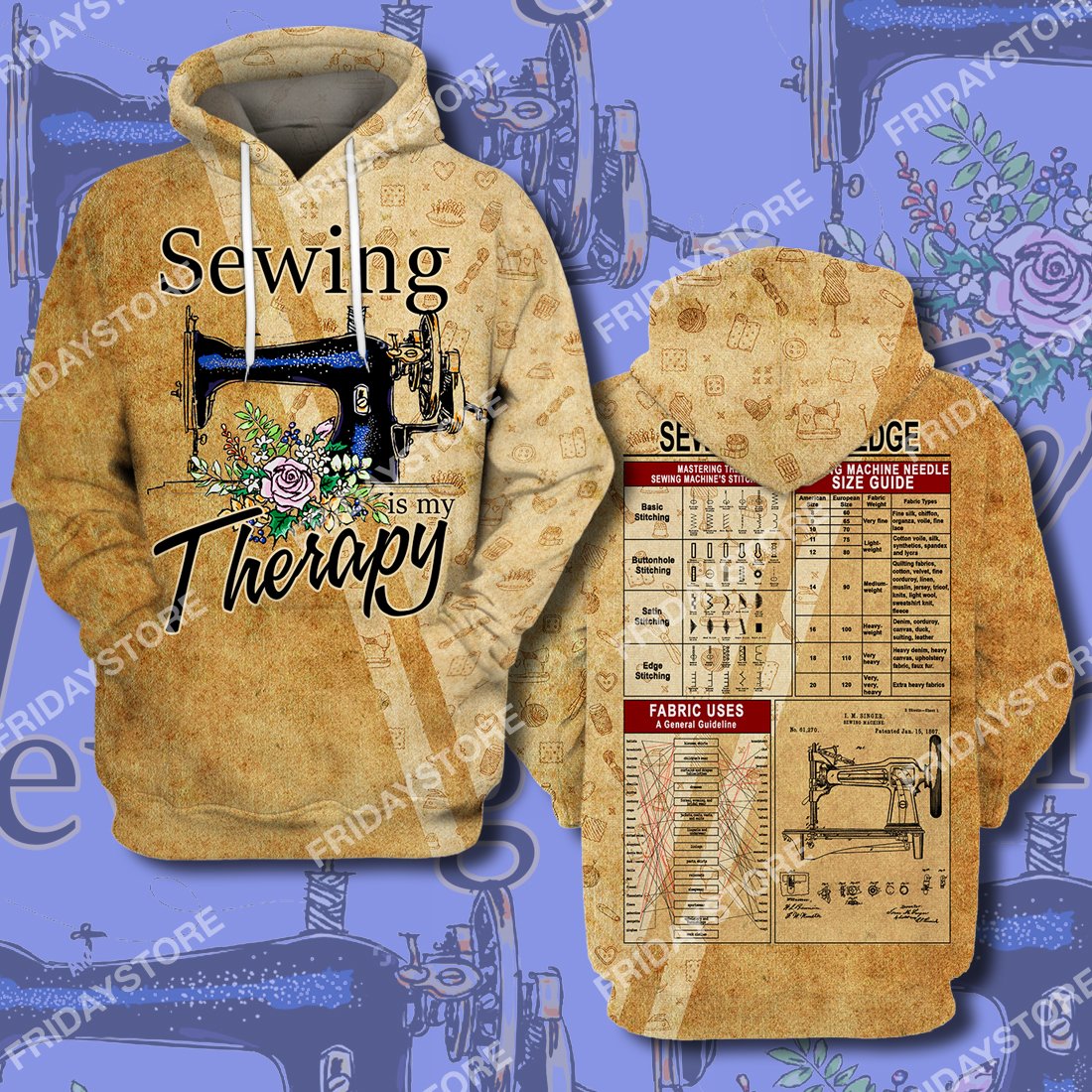 Sewing Is My Therapy All Over Print Hoodie T-shirt