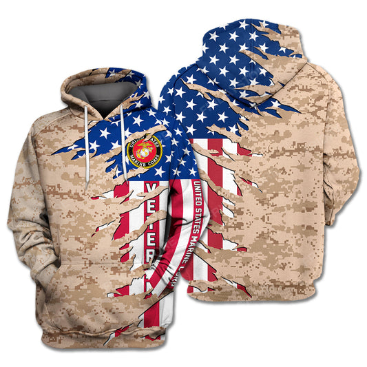Unifinz US Marine Corps Veteran Hoodie American Flag Camoflage Marine Corps Logo Hoodie Veteran Apparel 2022