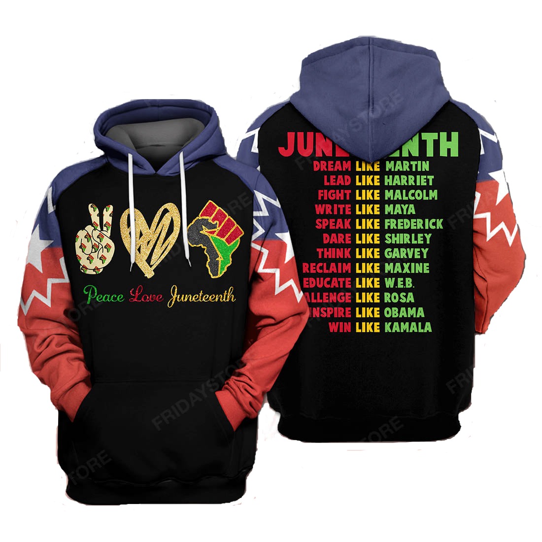 Unifinz Juneteenth T-shirt Peace Love Junteenth Black Red Green Yellow T-shirt Juneteenth Hoodie Juneteenth Sweatshirt Tank 2022