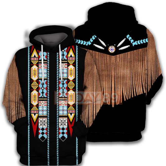 Unifinz Native American Hoodie Native American Black Costume Culture Pattern 3D Print T-shirt Native American Shirt Sweater Tank 2022