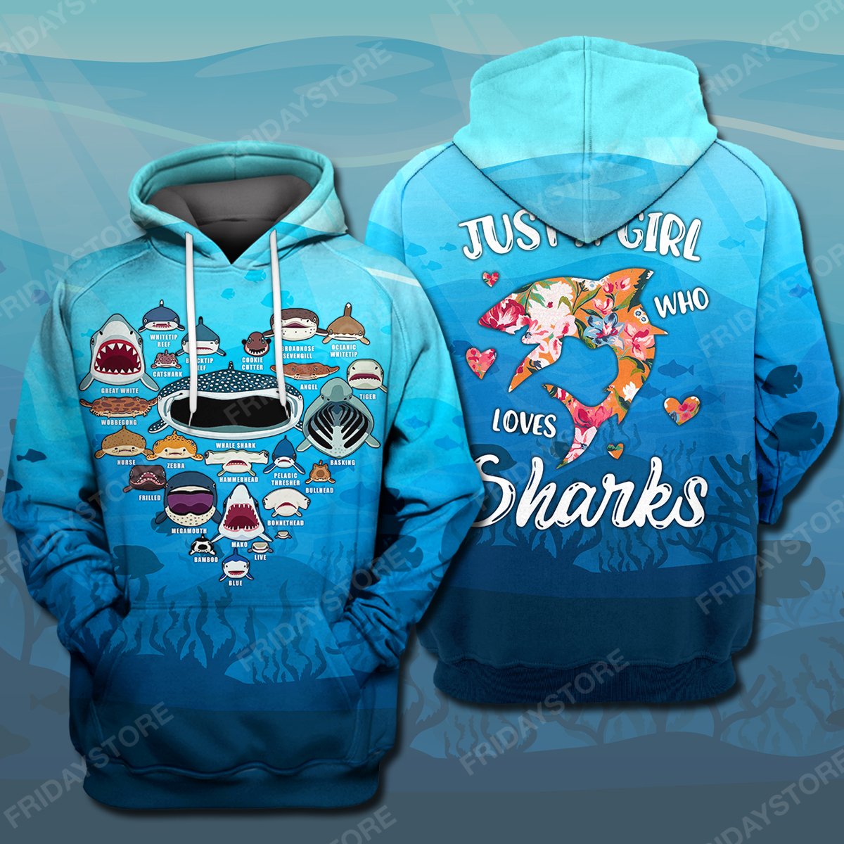 Just A Girl Who Loves Sharks All Over Print Hoodie T-shirt