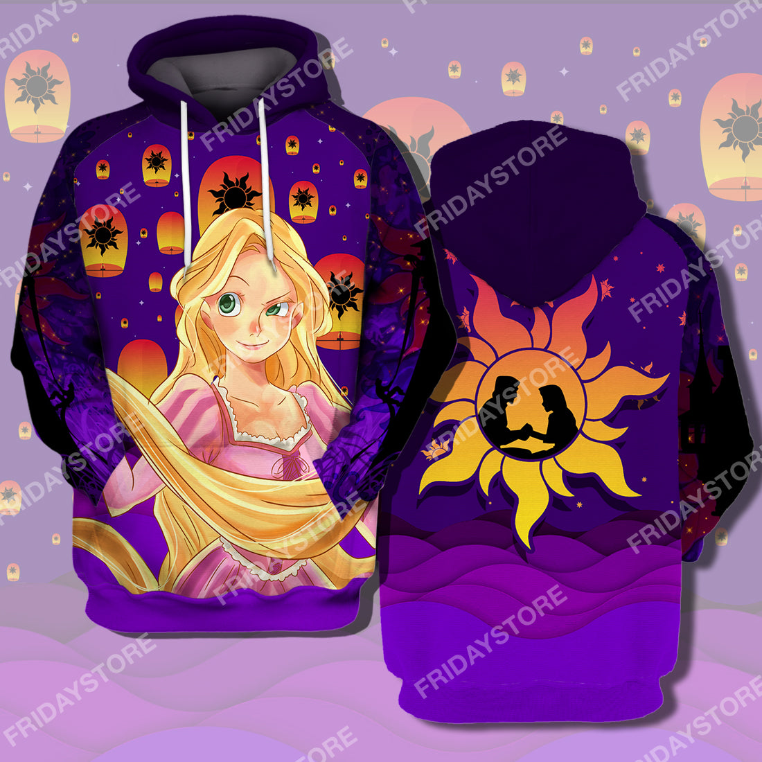 Unifinz DN Rapunzel T-shirt Princess Tangled Rapunzel Couple Silhouette T-shirt DN Tangled Apparel DN Rapunzel Hoodie Sweater Tank 2022