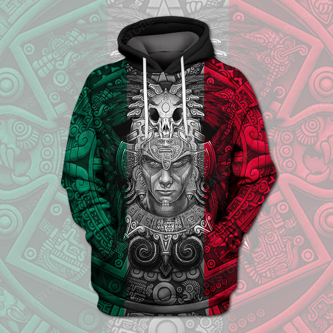 Unifinz Mexican T-shirt Mexican Flag Aztec Warrior 3D T-shirt Hoodie Adult Women Men Full Print Unisex 2022