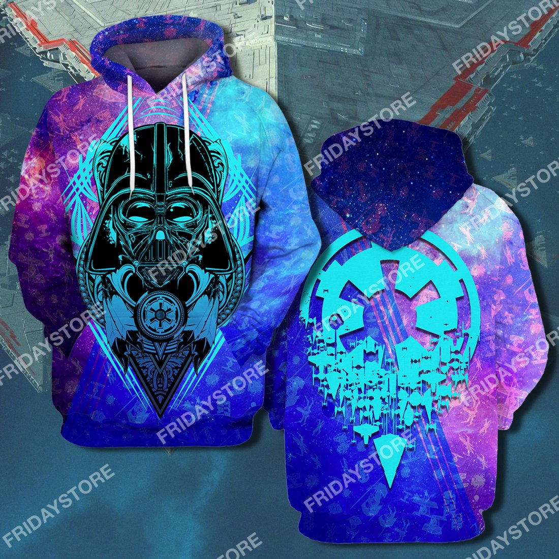 SW D.Vader Galaxy Pattern All Over Print Hoodie T-shirt