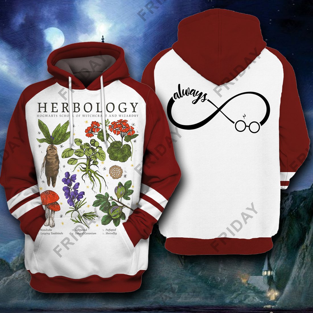 Unifinz HP T-shirt Herbology Always Infinity Red White T-shirt High Quality HP Hoodie Sweater Tank 2023
