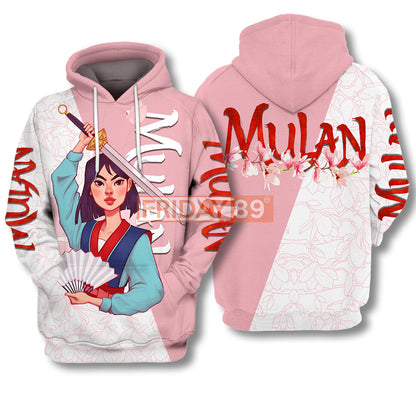 Unifinz DN T-shirt Princess Mulan Warrior Pink All Over Print Mulan Pink Hoodie Amazing DN Mulan Hoodie Sweater Tank 2022