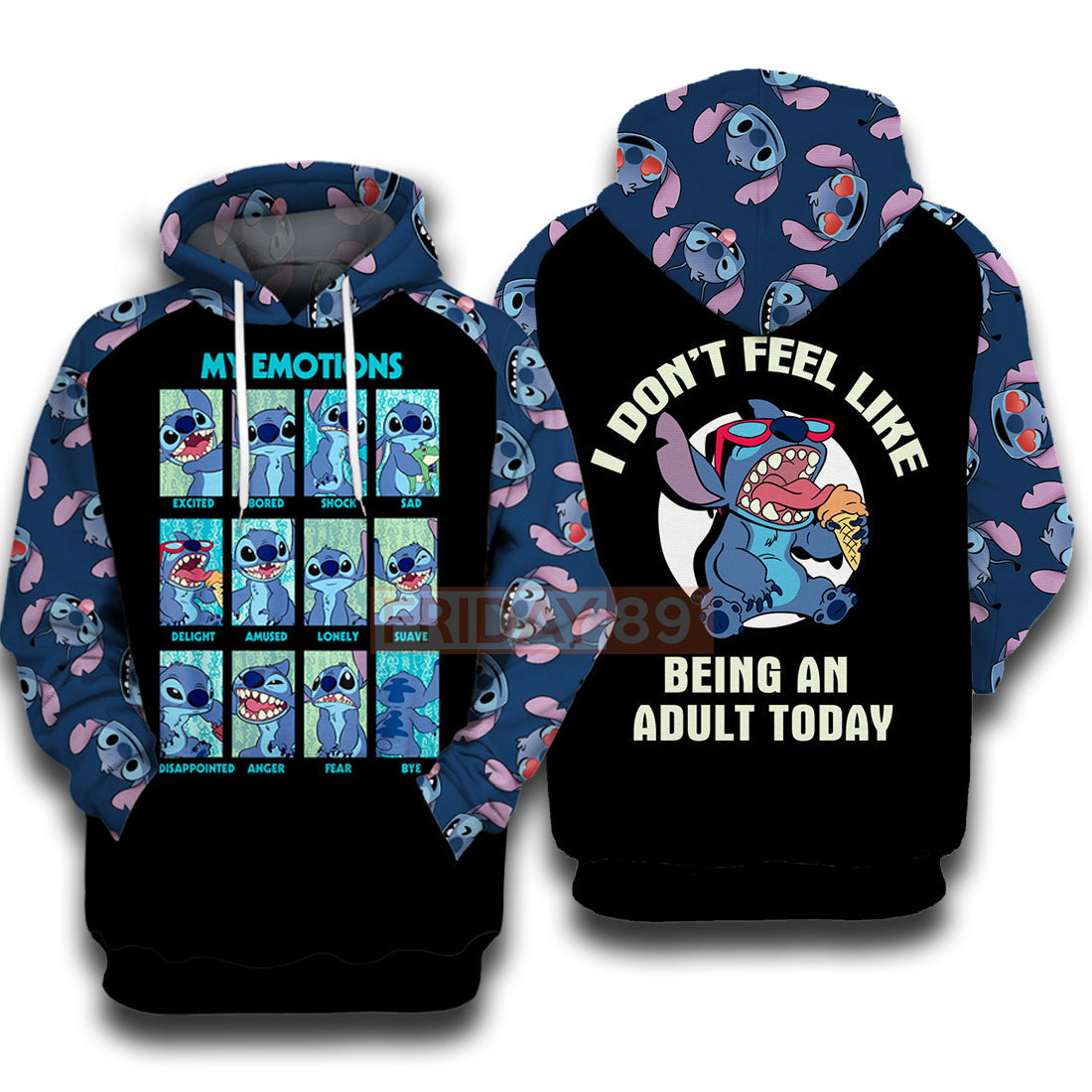 Unifinz DN Stitch T-shirt Stitch Emotions Hoodie I Don't Feel Like Being An Adult Today Stitch T Shirt Cute DN Stitch Hoodie Sweater Tank 2022