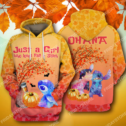 Unifinz LAS T-shirt Just A Girl Who Loves Fall And Stitch T-shirt Cute High Quality DN Stitch Hoodie Sweater Tank 2022