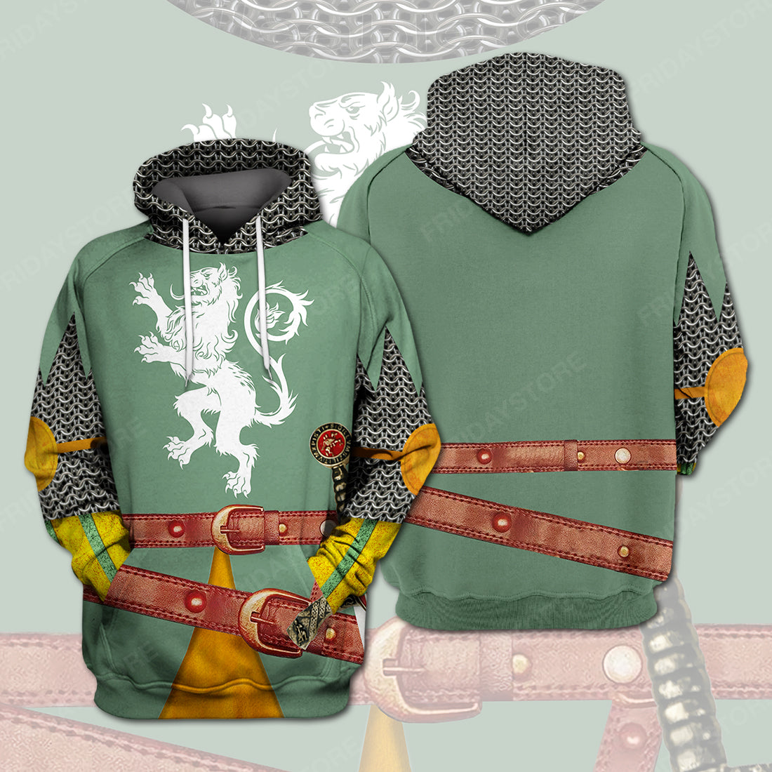 Unifinz Men's Historical Hoodie Medieval Knight T-shirt Historical Shirt Apparel Cool Historical Costume 2022
