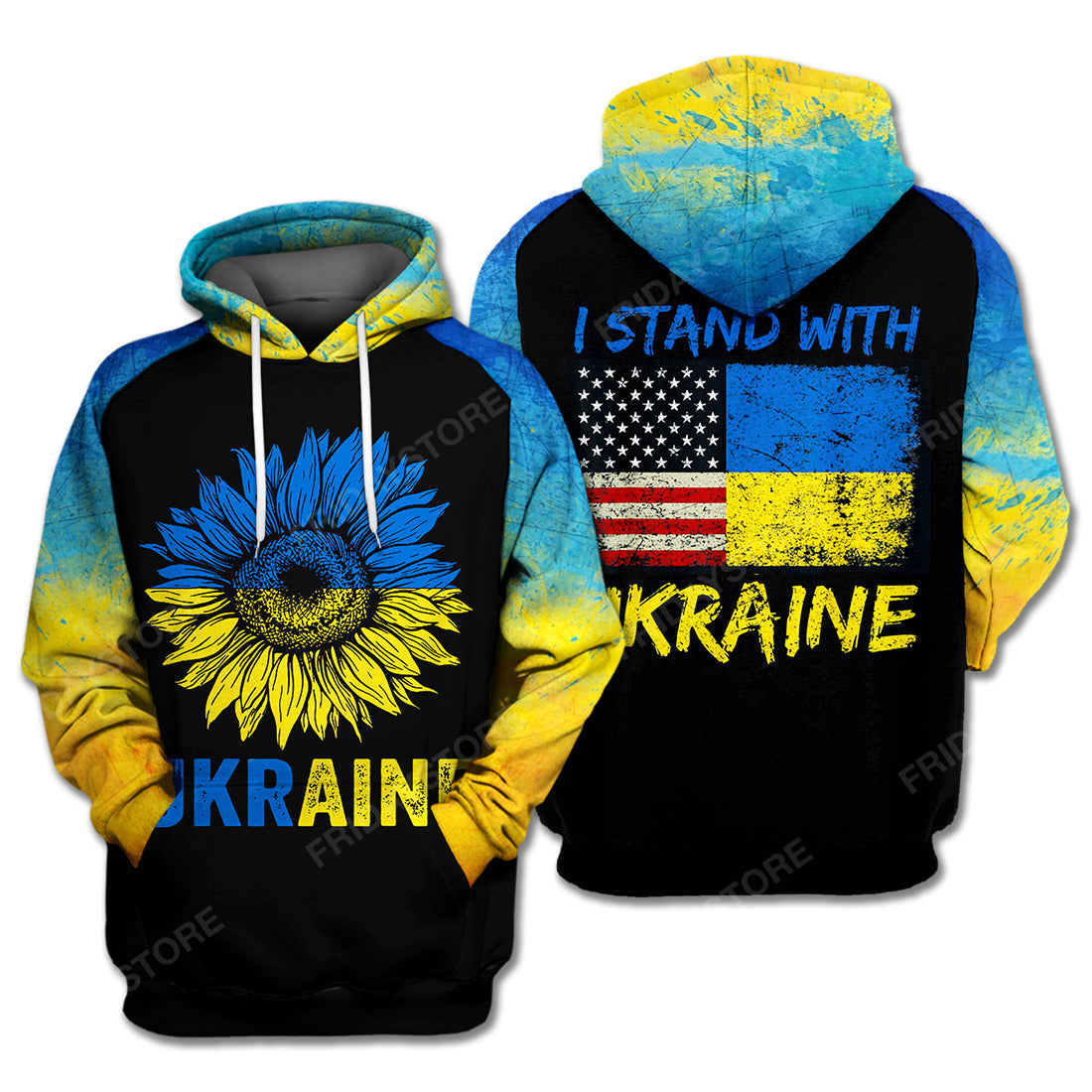 Ukraine T Shirt I Stand With Ukraine Yellow Blue Black Hoodie Ukraine Hoodie