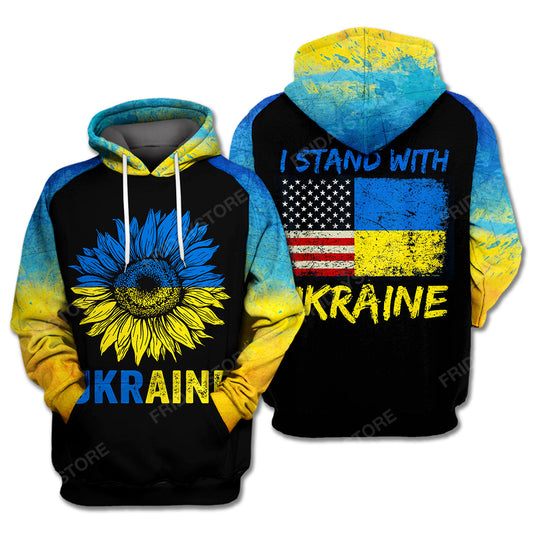 Ukraine T Shirt I Stand With Ukraine Yellow Blue Black Hoodie Ukraine Hoodie