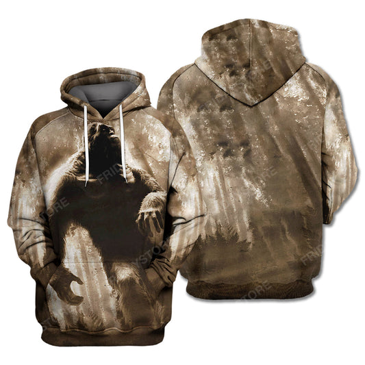 Unifinz Bigfoot Shirt Vintage Bigfoot Earth Tone Forest Hoodie Apparel Men Women Adult Full Print 2022