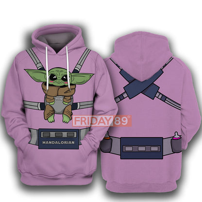 Unifinz SW T-shirt Baby Yoda Mando Carrier 3D Print Hoodie Baby Yoda Pink Hoodie SW Hoodie Sweater Tank 2022
