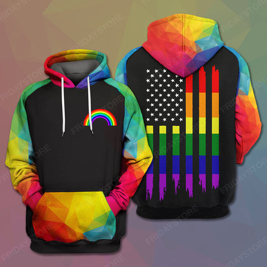 Unifinz LGBT Pride T-shirt LGBT Rainbow Polygon American Flag T-shirt LGBT Hoodie 2022