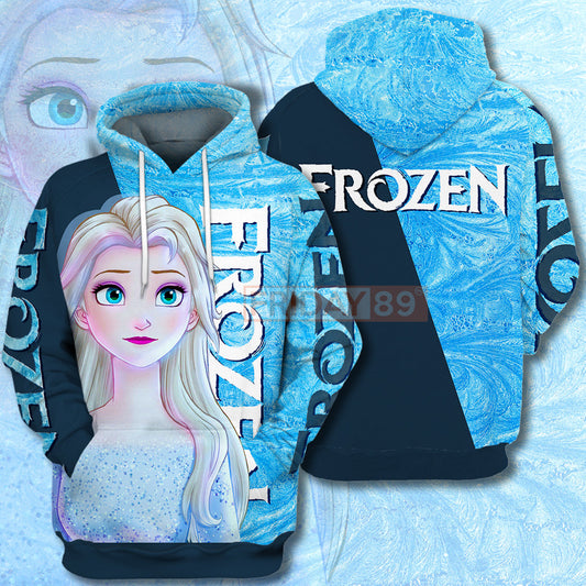 Unifinz DN T-shirt Beauty Elsa Disney Princess Frozen 3D PRINT T-shirt Awesome DN Frozen Hoodie Sweater Tank Elsa Hoodie Sweater 2022