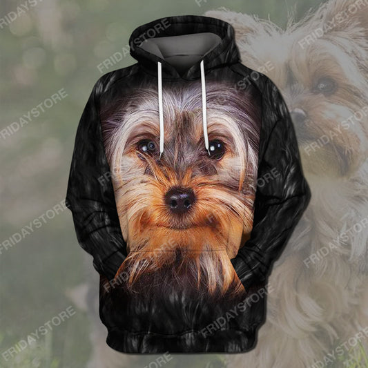 Unifinz Dog Hoodie Yorkshire Terrier Black Hoodie Yorkshire Terrier Dog Graphic Shirt Cute Dog Shirt Sweater Tank For Dog Lovers 2022