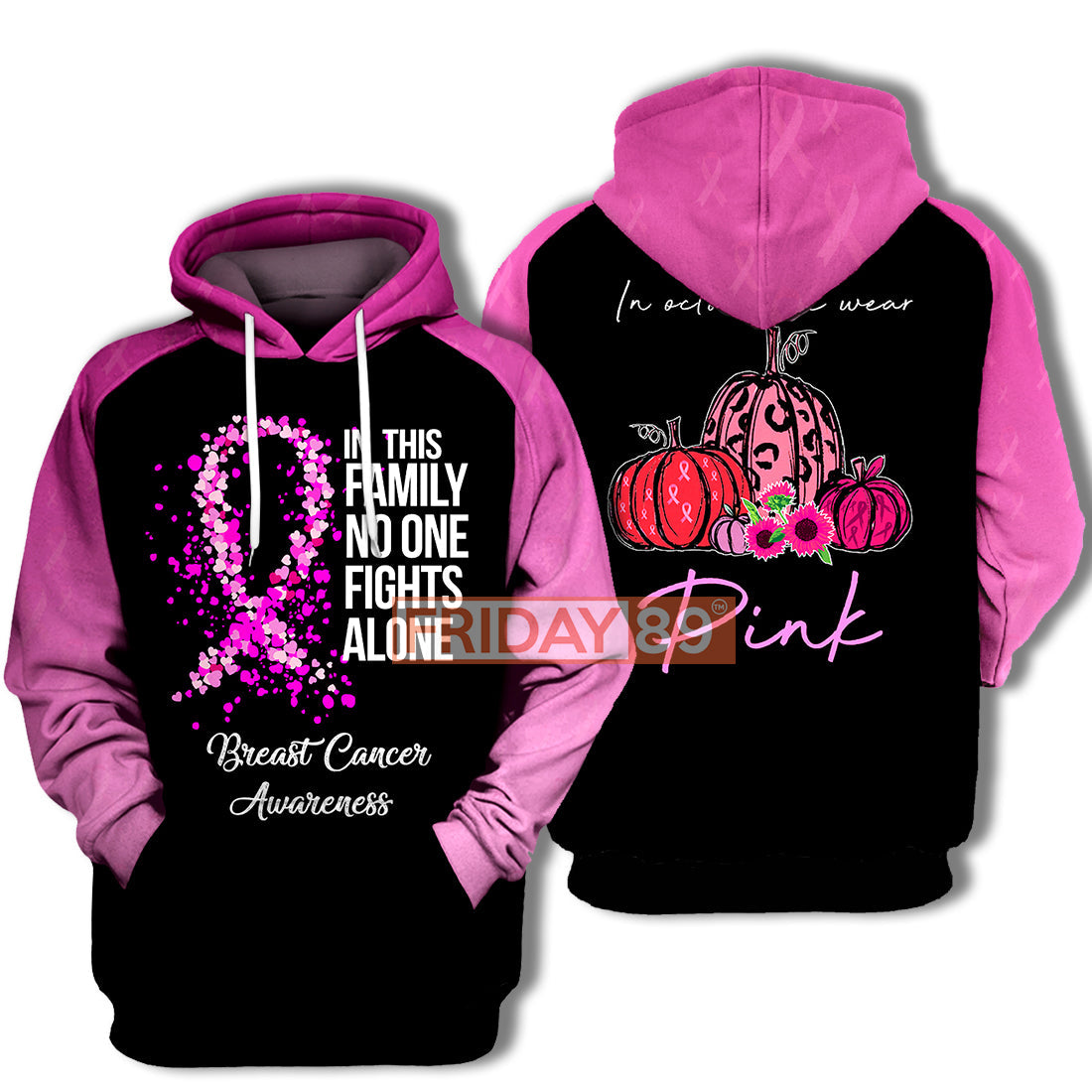 Unifinz Breast Cancer Hoodie No One Fights Alone Breast Cancer T-shirt Breast Cancer Shirt Sweater Tank 2022