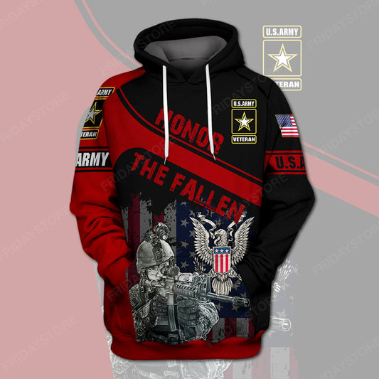 Unifinz U.S Army Veteran Hoodie Military 3D Shirt Red Black Honor The Fallen Soldier Cool Hoodie U.S Army Apparel 2022