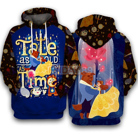 Unifinz DN T-shirt Beauty & The Beast Tale As Old As Time 3D Print T-shirt Awesome DN Beauty & The Beast Hoodie Sweater Tank 2022