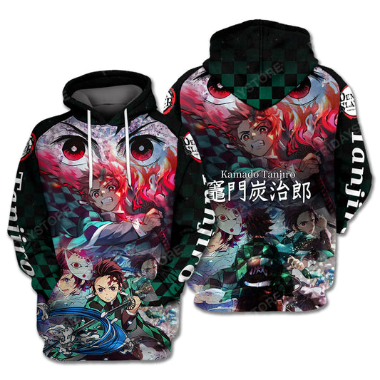 Demon Slayer T Shirt Kamado Tanjiro 3d Black Green Hoodie Demon Slayer Hoodie