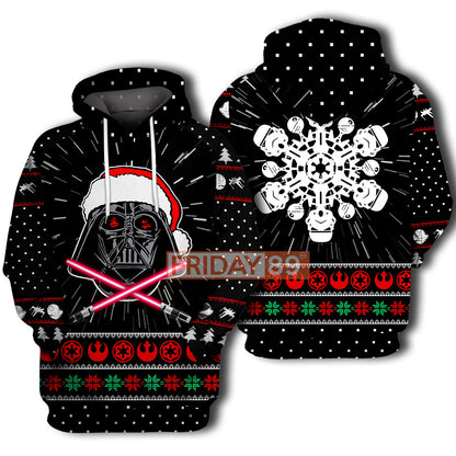 Unifinz SW T-shirt SW Santa D.Vader And Stormtrooper Christmas Snowflake T-shirt Cool SW Hoodie Sweater Tank 2022