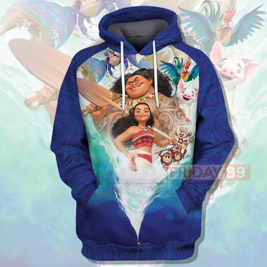 Unifinz DN T-shirt Moana Princess & Maui Magical Ocean 3D Print T-shirt Amazing DN Moana Hoodie Sweater Tank 2022