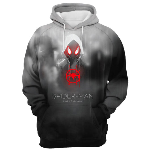 Spider Man Shirt Spider Man Into The Spider Verse 3D Grey Black Hoodie Spider Man Hoodie