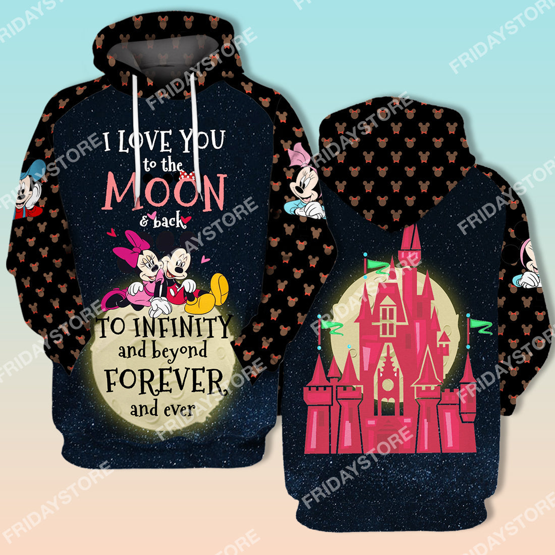 Unifinz DN T-shirt Love You To The Moon & Back To Infinity Mouse Couple T-shirt Cute DN MK MN Mouse Hoodie Sweater Tank 2022