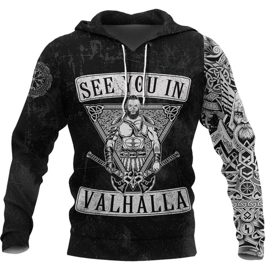  Viking Hoodie See You In Valhalla No One Ever Apologized For Making Me This Way Black White Hoodie Full Size Full Print