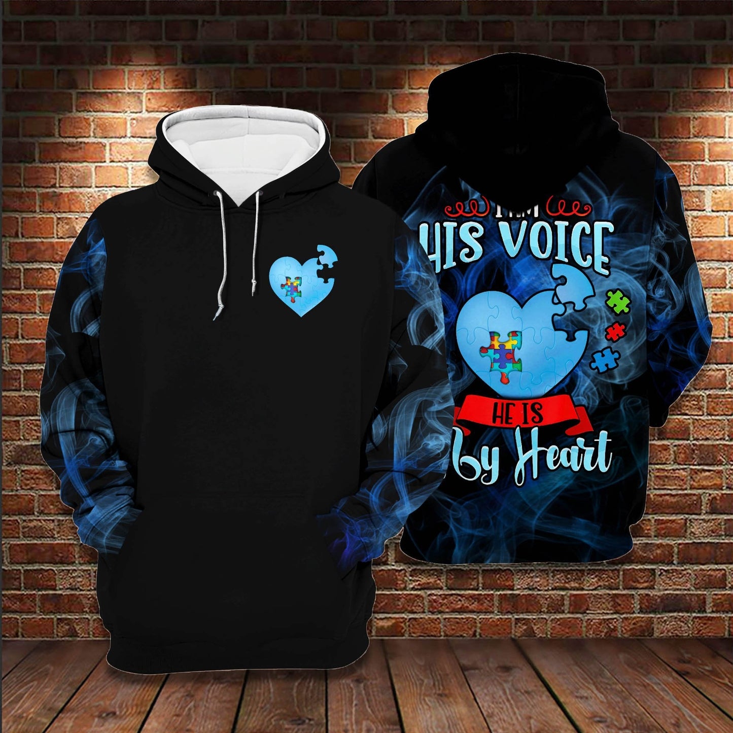 Unifinz Autism Hoodie I'm His Voice He Is My Heart Autism 3D Hoodie Autism Shirt Autism Apparel 2022