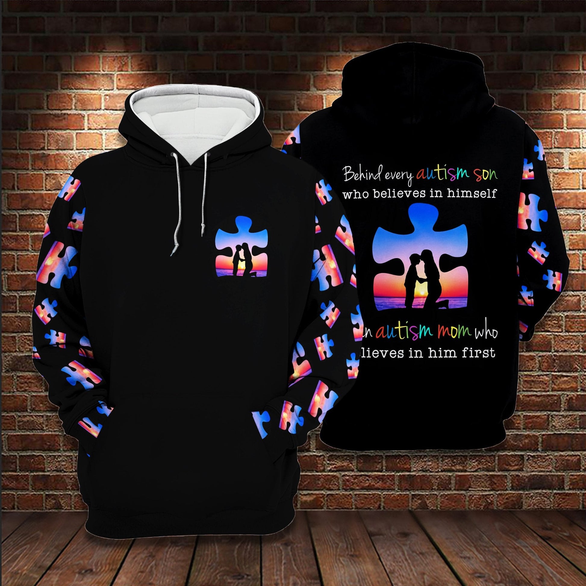 Unifinz Autism Mom And Son Hoodie Behind Every Autism Son Hoodie Autism T-shirt Autism Apparel 2022