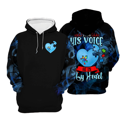 Unifinz Autism Hoodie I'm His Voice He Is My Heart Autism 3D Hoodie Autism Shirt Autism Apparel 2024