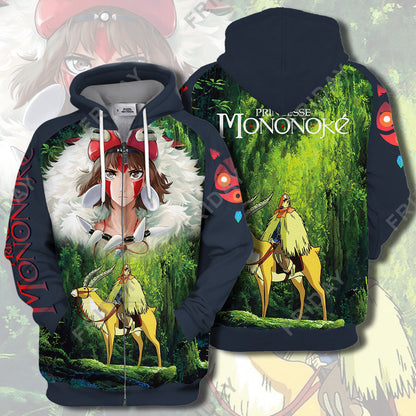 Unifinz Ghibli T-shirt Princess Mononoke Wolf Girl Hoodie Amazing High Quality Ghibli Hoodie Sweater Tank 2023