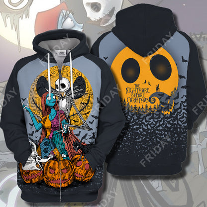 Unifinz TNBC T-shirt Nightmare Couple Halloween T-shirt Awesome DN TNBC Hoodie Sweater Tank Jack skellington Hoodie Shirt 2023