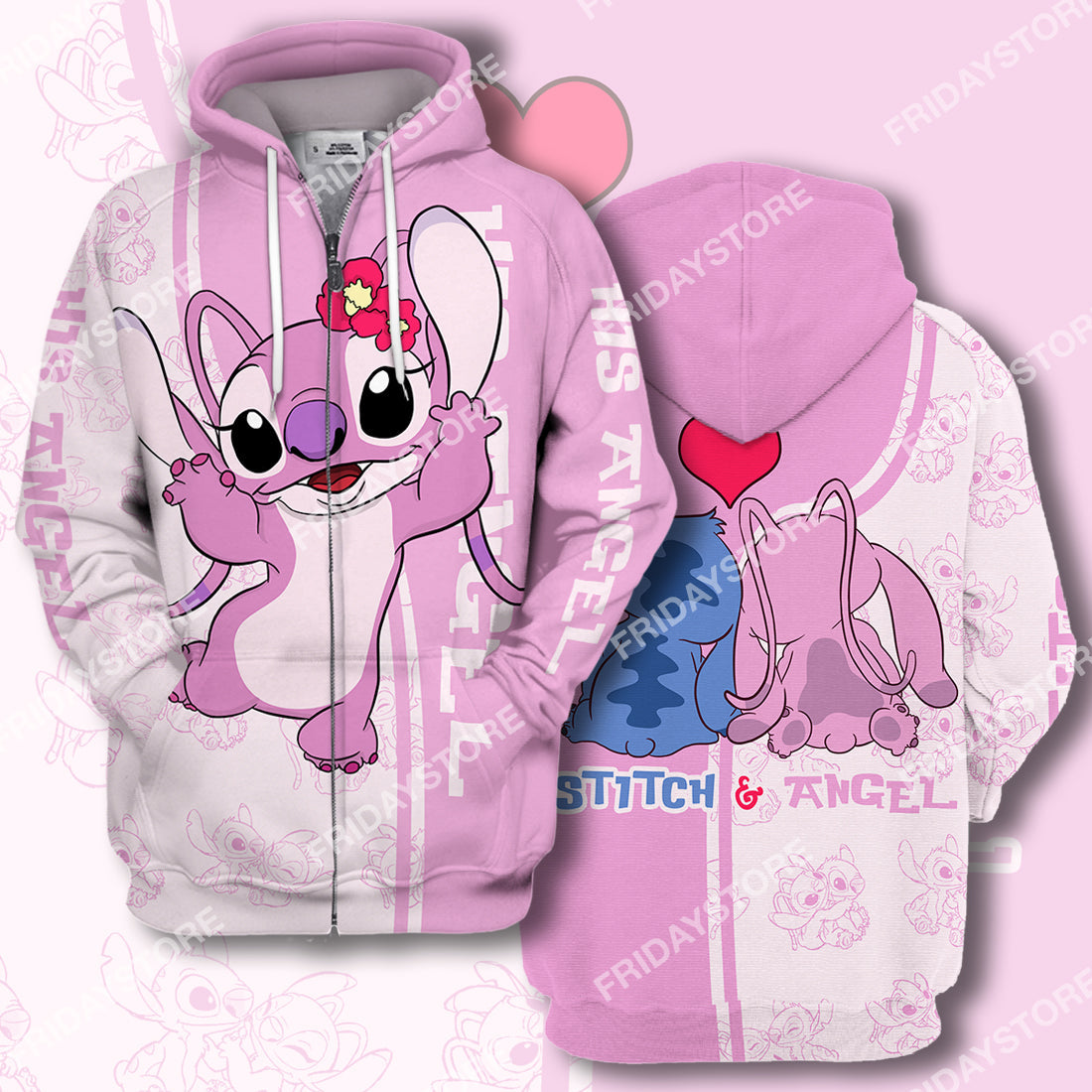 Unifinz LAS T-shirt Stitch Angel Adorable Couple All Over Print Stitch Couple T-shirt Cute High Quality DN Stitch Hoodie Sweater Tank 2023