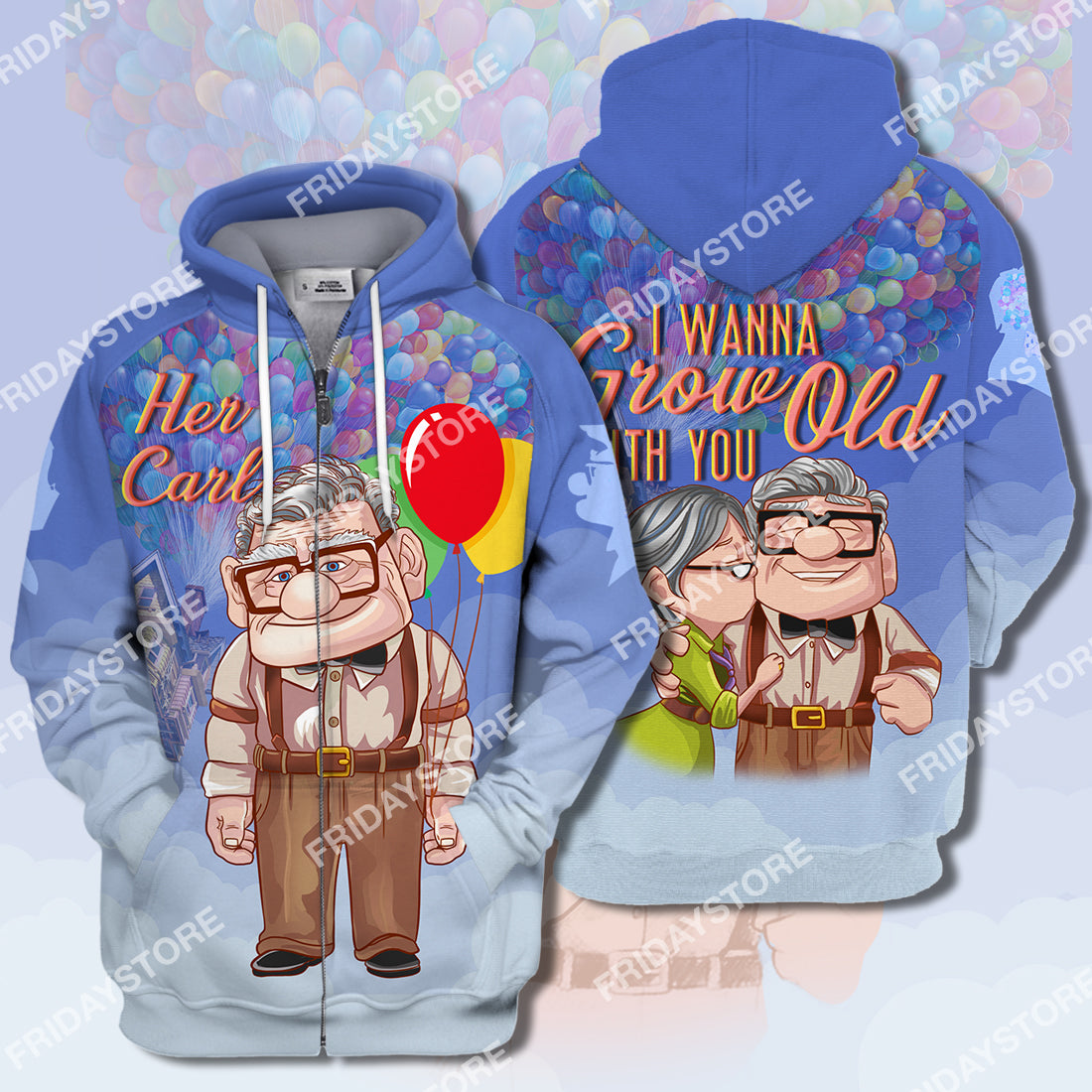 Unifinz DN Up T-shirt I Wanna Grow Old With You Up Couple Her Carl T-shirt Amazing DN Hoodie Sweater Tank 2023