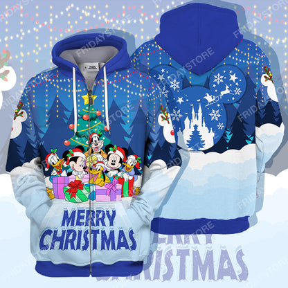 Unifinz DN T-shirt Mouse And Friends Together Under Christmas Tree T-shirt High Quality DN MK Mouse Hoodie Sweater Tank 2023