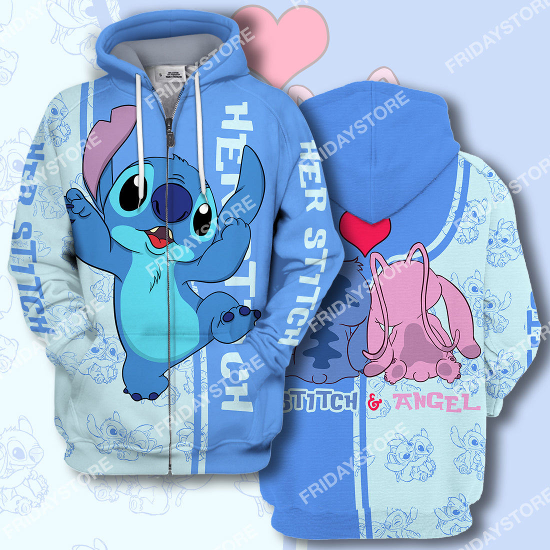 Unifinz LAS T-shirt Her Stitch Adorable Couple T-shirt Cute High Quality DN Stitch Hoodie Sweater Tank 2023