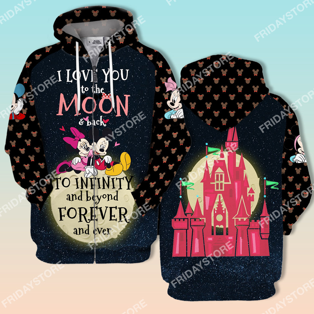 Unifinz DN T-shirt Love You To The Moon & Back To Infinity Mouse Couple T-shirt Cute DN MK MN Mouse Hoodie Sweater Tank 2023