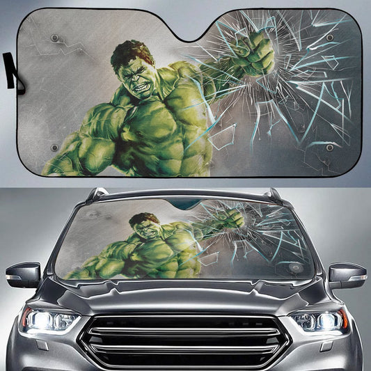  MV Hulk Car Sun Shade Hulk Smash Broken Glasses Auto Sun Shade