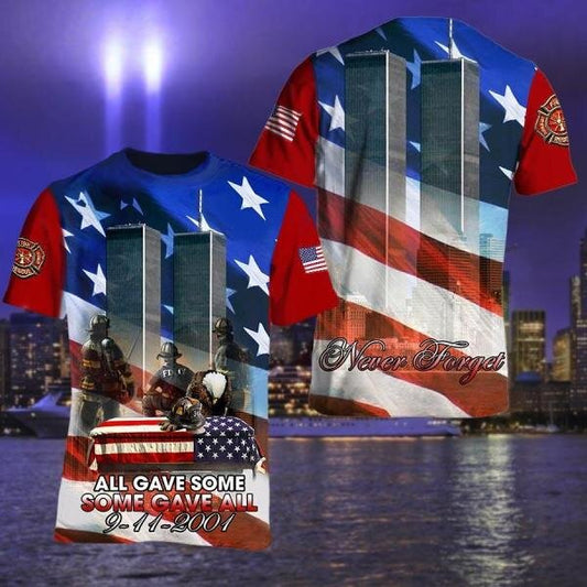 Unifinz Patriot Day Shirt All Gave Some Some Gave All 09-11-2001 American Flag Shirt September 11th Apparel 2023